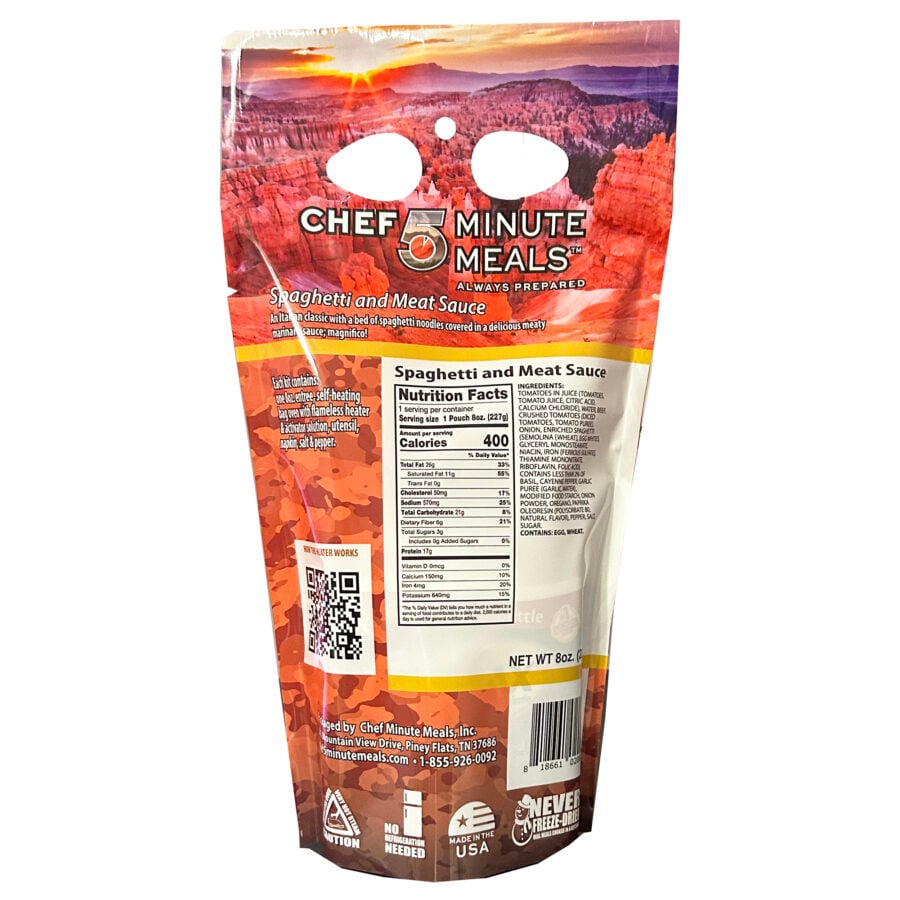 Backpack Meal Kit Spg & Meat Sauce 8 oz - 6/CP
